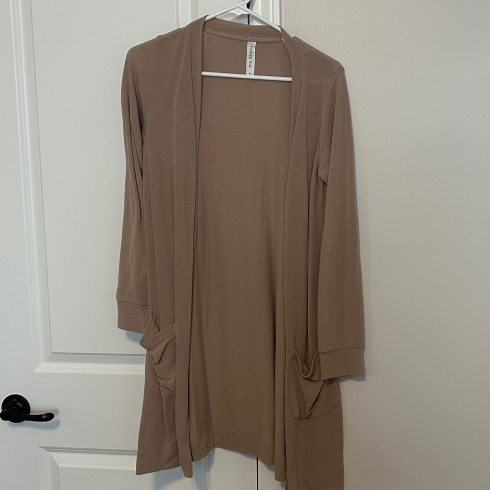 Tickled Teal Tan Cardigan